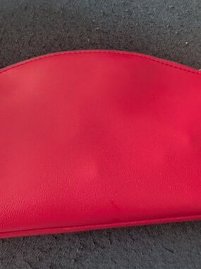 Red Women's Cosmetic Makeup Pouch Bag With Gold Zipper